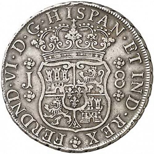 8 Reales Obverse Image minted in SPAIN in 1752J (1746-59  -  FERNANDO VI)  - The Coin Database