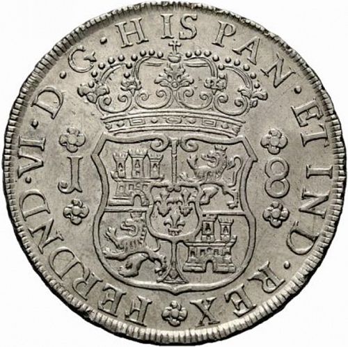 8 Reales Obverse Image minted in SPAIN in 1753J (1746-59  -  FERNANDO VI)  - The Coin Database