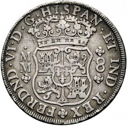 8 Reales Obverse Image minted in SPAIN in 1754MM (1746-59  -  FERNANDO VI)  - The Coin Database