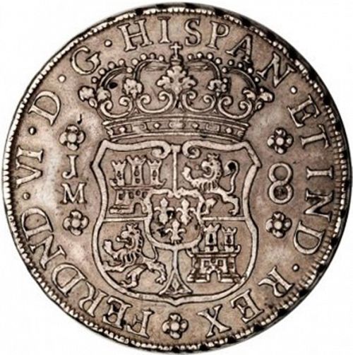 8 Reales Obverse Image minted in SPAIN in 1755JM (1746-59  -  FERNANDO VI)  - The Coin Database