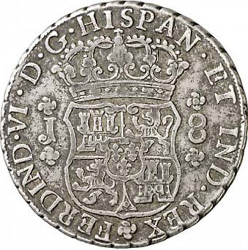 8 Reales Obverse Image minted in SPAIN in 1755J (1746-59  -  FERNANDO VI)  - The Coin Database