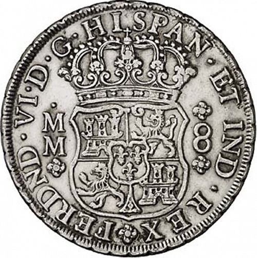 8 Reales Obverse Image minted in SPAIN in 1755MM (1746-59  -  FERNANDO VI)  - The Coin Database
