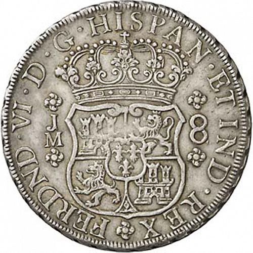 8 Reales Obverse Image minted in SPAIN in 1756JM (1746-59  -  FERNANDO VI)  - The Coin Database
