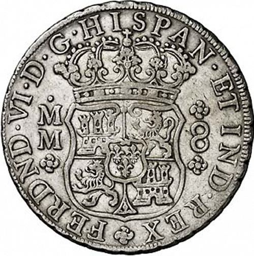 8 Reales Obverse Image minted in SPAIN in 1756MM (1746-59  -  FERNANDO VI)  - The Coin Database