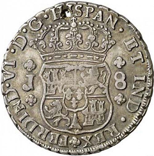 8 Reales Obverse Image minted in SPAIN in 1757J (1746-59  -  FERNANDO VI)  - The Coin Database