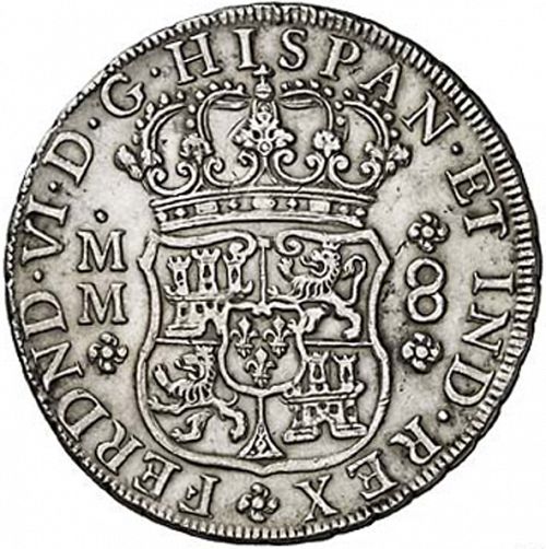 8 Reales Obverse Image minted in SPAIN in 1757MM (1746-59  -  FERNANDO VI)  - The Coin Database