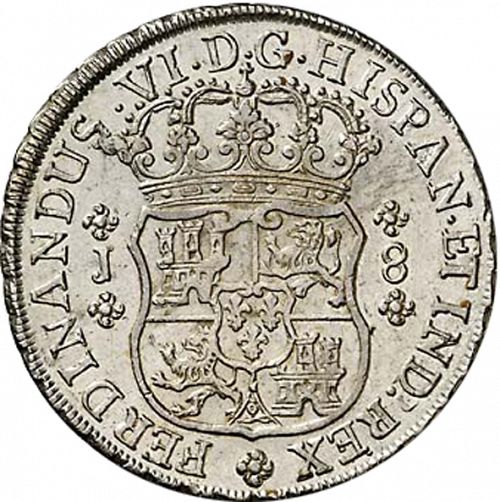 8 Reales Obverse Image minted in SPAIN in 1758J (1746-59  -  FERNANDO VI)  - The Coin Database