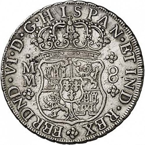 8 Reales Obverse Image minted in SPAIN in 1758MM (1746-59  -  FERNANDO VI)  - The Coin Database
