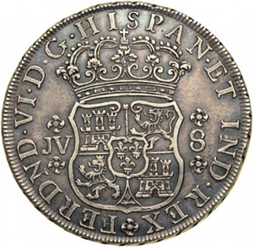 8 Reales Obverse Image minted in SPAIN in 1759JV (1746-59  -  FERNANDO VI)  - The Coin Database