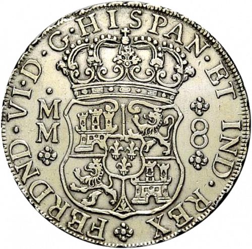 8 Reales Obverse Image minted in SPAIN in 1760MM (1746-59  -  FERNANDO VI)  - The Coin Database