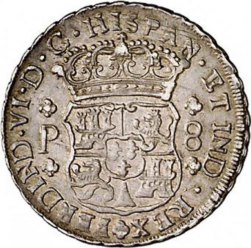 8 Reales Obverse Image minted in SPAIN in 1760P (1746-59  -  FERNANDO VI)  - The Coin Database