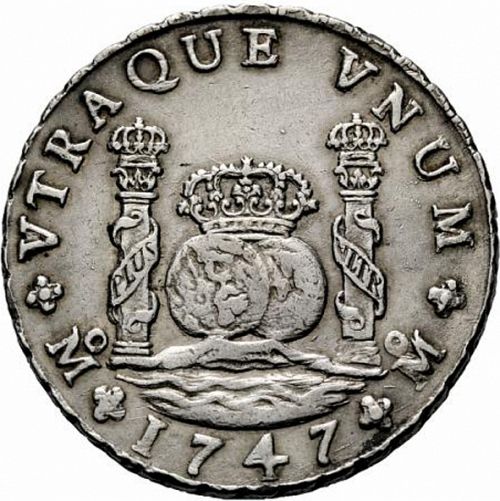 8 Reales Reverse Image minted in SPAIN in 1747MF (1746-59  -  FERNANDO VI)  - The Coin Database
