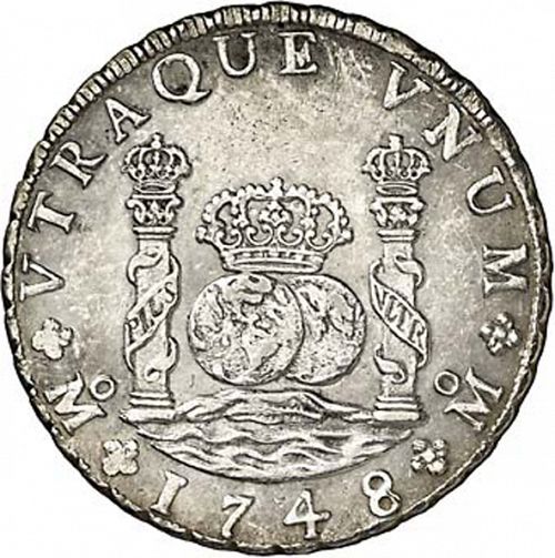 8 Reales Reverse Image minted in SPAIN in 1748MF (1746-59  -  FERNANDO VI)  - The Coin Database