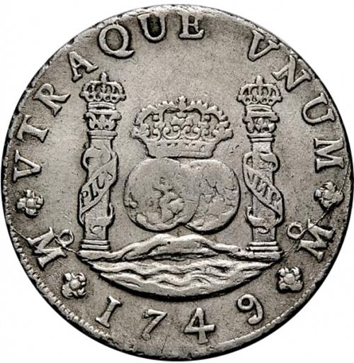 8 Reales Reverse Image minted in SPAIN in 1749MF (1746-59  -  FERNANDO VI)  - The Coin Database