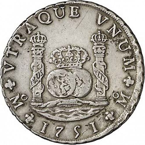 8 Reales Reverse Image minted in SPAIN in 1751MF (1746-59  -  FERNANDO VI)  - The Coin Database