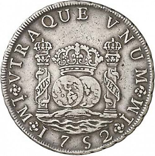 8 Reales Reverse Image minted in SPAIN in 1752J (1746-59  -  FERNANDO VI)  - The Coin Database