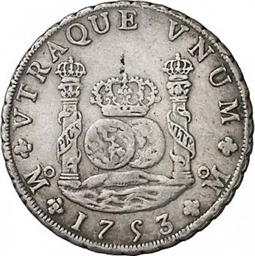 8 Reales Reverse Image minted in SPAIN in 1753MF (1746-59  -  FERNANDO VI)  - The Coin Database