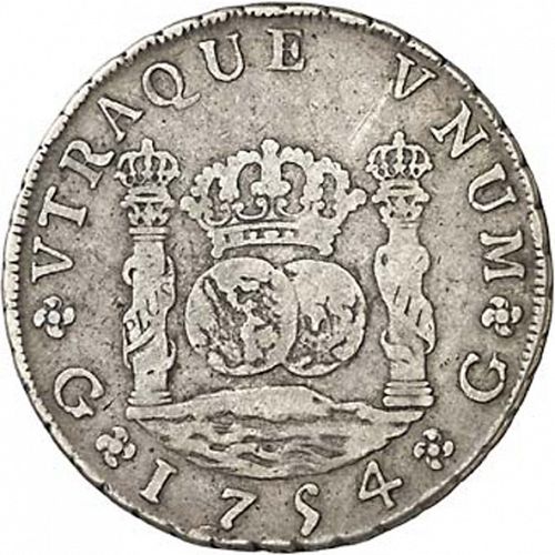 8 Reales Reverse Image minted in SPAIN in 1754J (1746-59  -  FERNANDO VI)  - The Coin Database