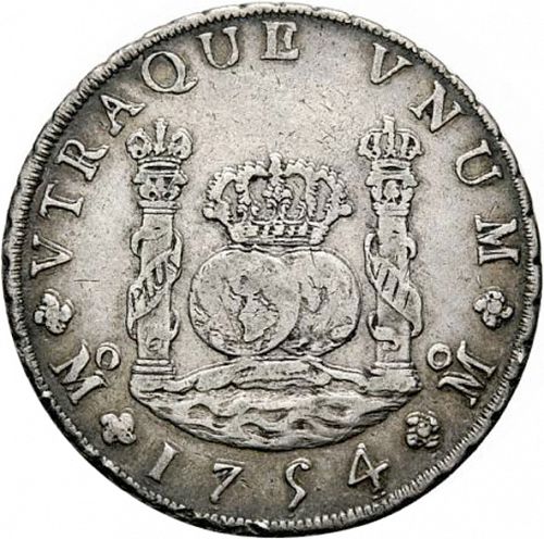 8 Reales Reverse Image minted in SPAIN in 1754MM (1746-59  -  FERNANDO VI)  - The Coin Database