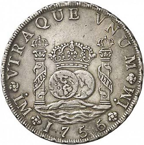 8 Reales Reverse Image minted in SPAIN in 1756JM (1746-59  -  FERNANDO VI)  - The Coin Database