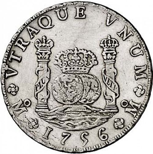 8 Reales Reverse Image minted in SPAIN in 1756MM (1746-59  -  FERNANDO VI)  - The Coin Database