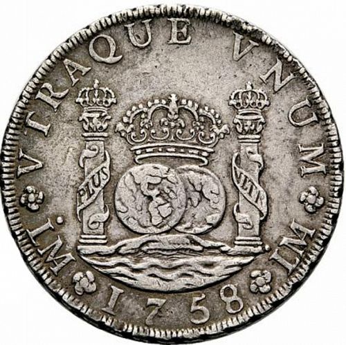 8 Reales Reverse Image minted in SPAIN in 1758JM (1746-59  -  FERNANDO VI)  - The Coin Database