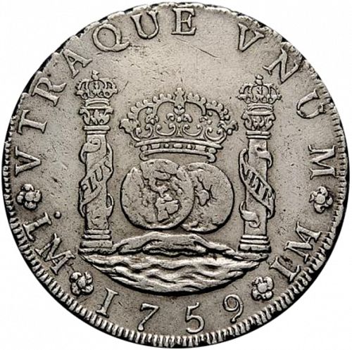 8 Reales Reverse Image minted in SPAIN in 1759JM (1746-59  -  FERNANDO VI)  - The Coin Database