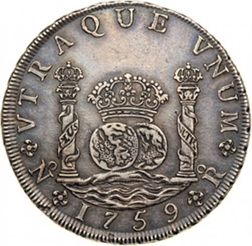8 Reales Reverse Image minted in SPAIN in 1759JV (1746-59  -  FERNANDO VI)  - The Coin Database