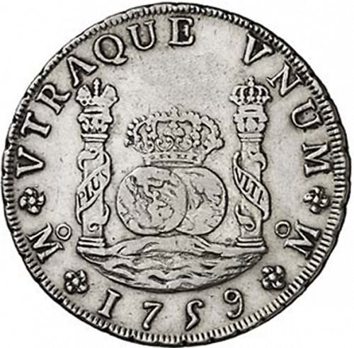 8 Reales Reverse Image minted in SPAIN in 1759MM (1746-59  -  FERNANDO VI)  - The Coin Database