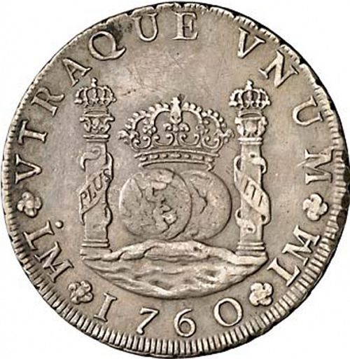 8 Reales Reverse Image minted in SPAIN in 1760JM (1746-59  -  FERNANDO VI)  - The Coin Database