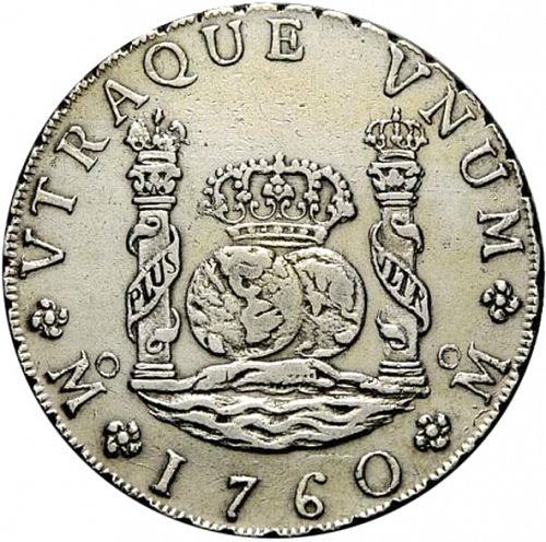 8 Reales Reverse Image minted in SPAIN in 1760MM (1746-59  -  FERNANDO VI)  - The Coin Database