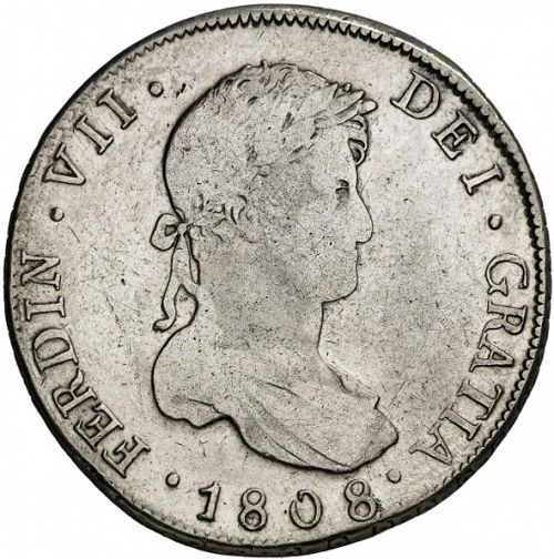 8 Reales Obverse Image minted in SPAIN in 1808M (1808-33  -  FERNANDO VII)  - The Coin Database