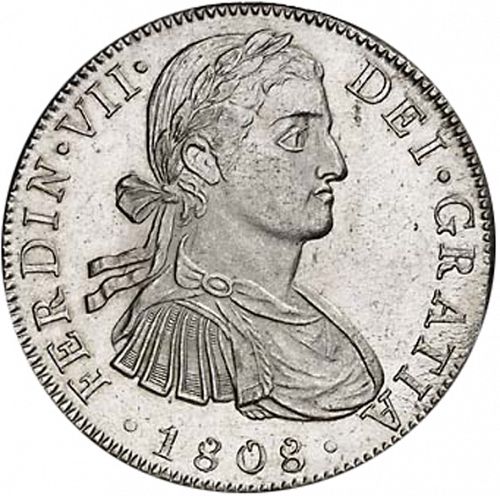 8 Reales Obverse Image minted in SPAIN in 1808TH (1808-33  -  FERNANDO VII)  - The Coin Database