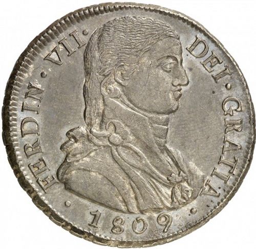 8 Reales Obverse Image minted in SPAIN in 1809FJ (1808-33  -  FERNANDO VII)  - The Coin Database