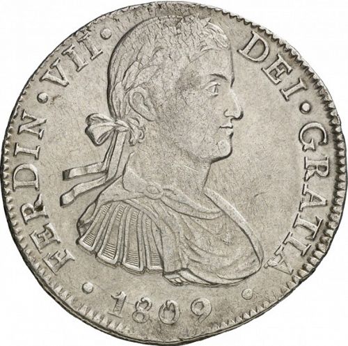 8 Reales Obverse Image minted in SPAIN in 1809HJ (1808-33  -  FERNANDO VII)  - The Coin Database