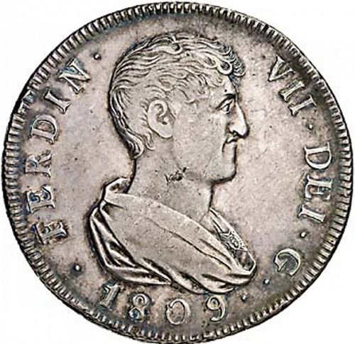 8 Reales Obverse Image minted in SPAIN in 1809MP (1808-33  -  FERNANDO VII)  - The Coin Database