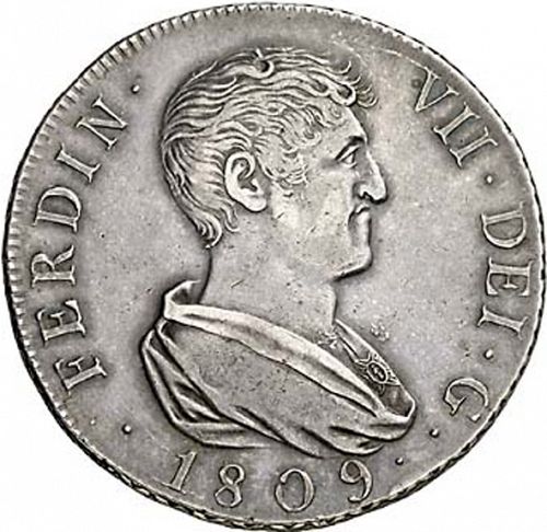 8 Reales Obverse Image minted in SPAIN in 1809SF (1808-33  -  FERNANDO VII)  - The Coin Database