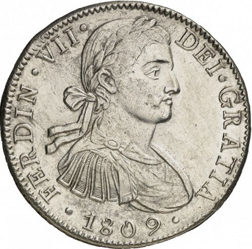 8 Reales Obverse Image minted in SPAIN in 1809TH (1808-33  -  FERNANDO VII)  - The Coin Database
