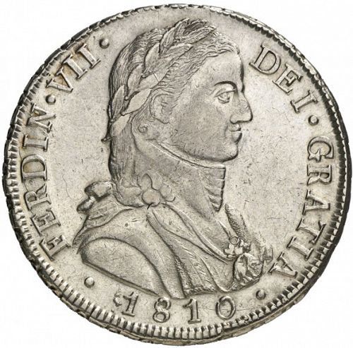 8 Reales Obverse Image minted in SPAIN in 1810FJ (1808-33  -  FERNANDO VII)  - The Coin Database