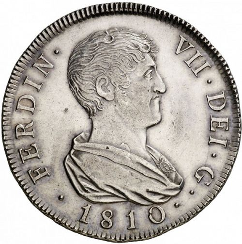 8 Reales Obverse Image minted in SPAIN in 1810SF (1808-33  -  FERNANDO VII)  - The Coin Database