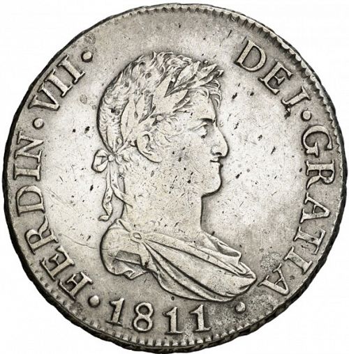 8 Reales Obverse Image minted in SPAIN in 1811CJ (1808-33  -  FERNANDO VII)  - The Coin Database