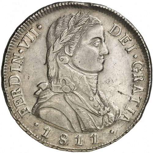 8 Reales Obverse Image minted in SPAIN in 1811FJ (1808-33  -  FERNANDO VII)  - The Coin Database