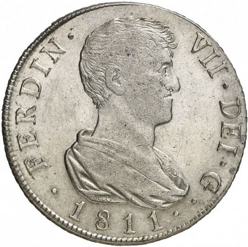 8 Reales Obverse Image minted in SPAIN in 1811GS (1808-33  -  FERNANDO VII)  - The Coin Database