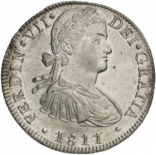8 Reales Obverse Image minted in SPAIN in 1811HJ (1808-33  -  FERNANDO VII)  - The Coin Database