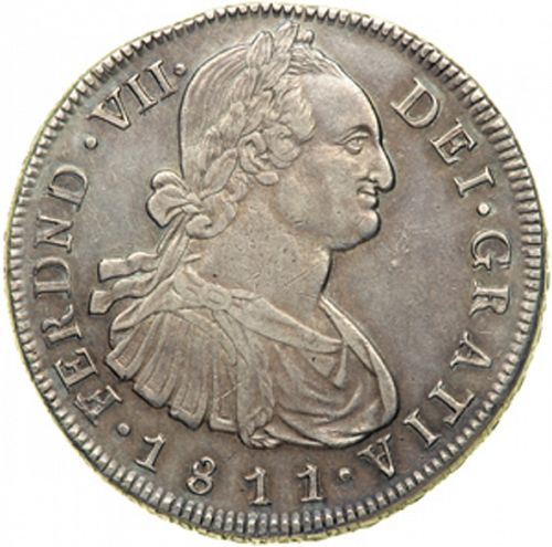 8 Reales Obverse Image minted in SPAIN in 1811JF (1808-33  -  FERNANDO VII)  - The Coin Database