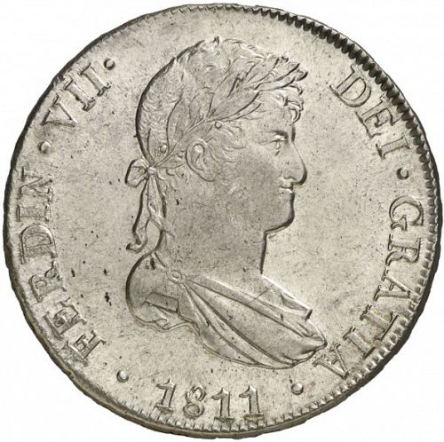 8 Reales Obverse Image minted in SPAIN in 1811JP (1808-33  -  FERNANDO VII)  - The Coin Database
