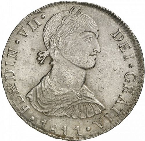 8 Reales Obverse Image minted in SPAIN in 1811JP (1808-33  -  FERNANDO VII)  - The Coin Database