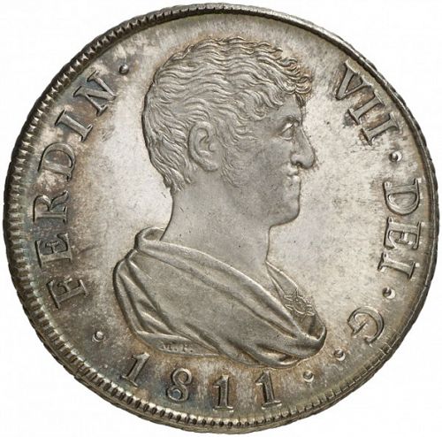 8 Reales Obverse Image minted in SPAIN in 1811SG (1808-33  -  FERNANDO VII)  - The Coin Database