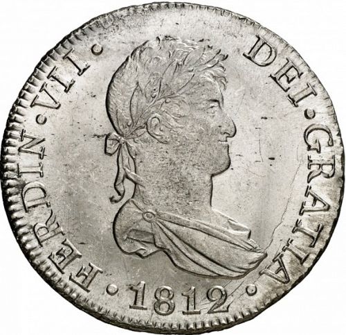 8 Reales Obverse Image minted in SPAIN in 1812CJ (1808-33  -  FERNANDO VII)  - The Coin Database
