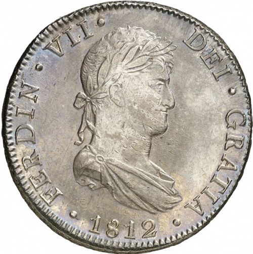 8 Reales Obverse Image minted in SPAIN in 1812HJ (1808-33  -  FERNANDO VII)  - The Coin Database